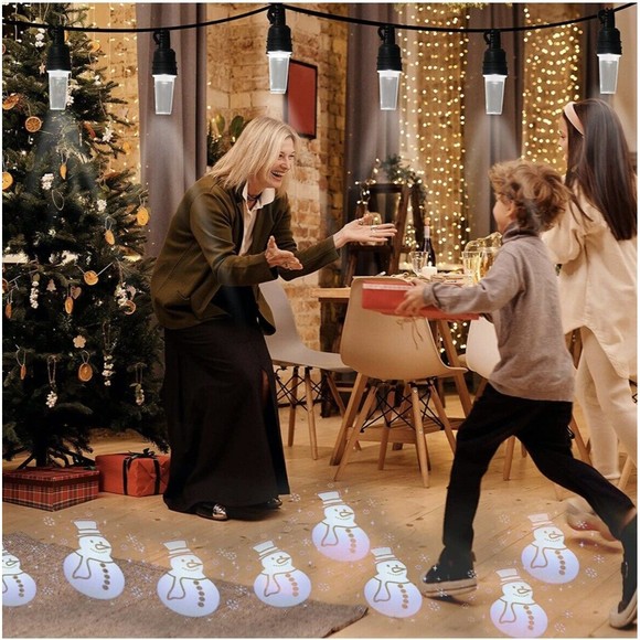 10 LED Snowman Scene Projector String Lights Christmas Cool White 14.5ft - NEW - Picture 6 of 11